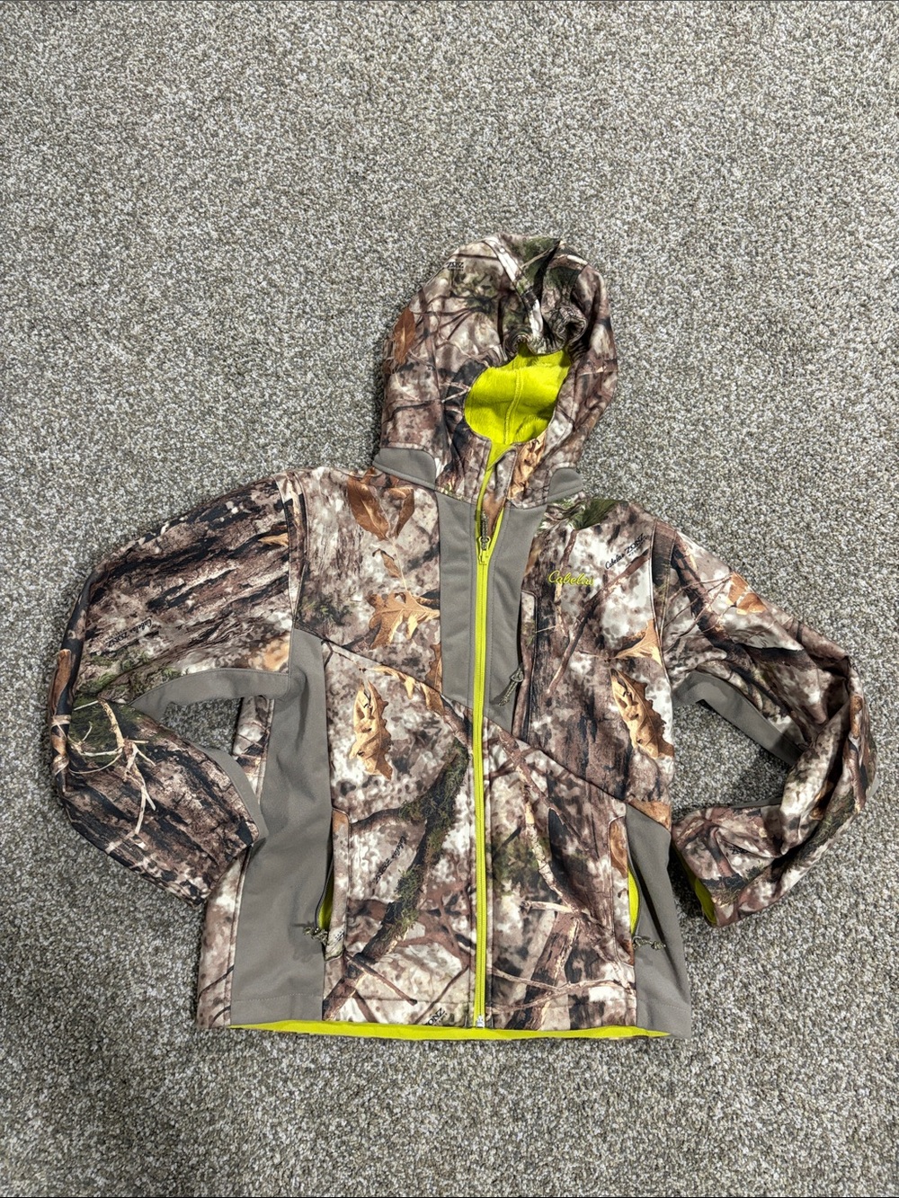 Cabela's Kids Camouflage Hooded Jacket with Lime Accents